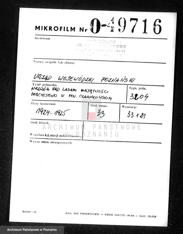 Obraz 2 z jednostki "/Nadzór nad lasami majętności Maciejewo w powiecie czarnkowskim/"