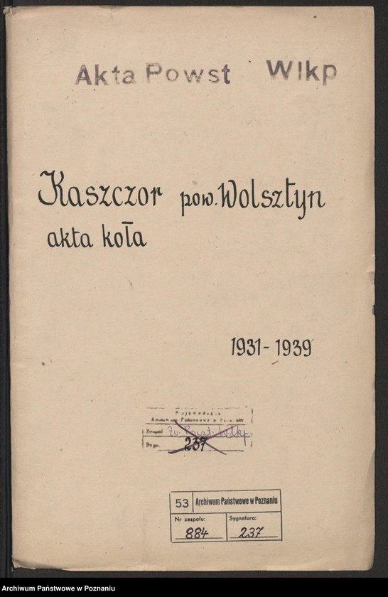 Obraz 2 z jednostki "Kaszczor, powiat Wolsztyn - akta koła."