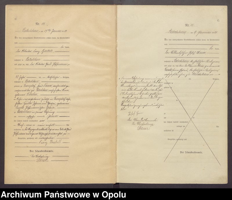 Obraz 10 z jednostki "Sterbe-Haupt-Register des Standesamts Patschkau Stadt und Land pro 1904"