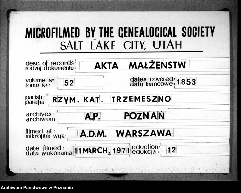 Obraz z jednostki "Wykaz zaślubionych"