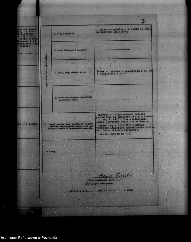 Obraz 11 z jednostki "Zatwierdzenie projektu urządzenia garbarni J. Panety w Mosinie powiat śremski"