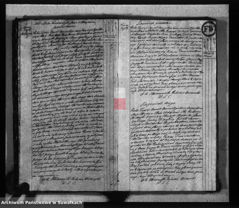 Obraz 9 z jednostki "Akta zaślubionych gminy wiżańskiey obwodu seyneńskiego, w województwie augustowskim od dnia 1-go stycznia do dnia ostatniego miesiąca grudnia 1818 roku"