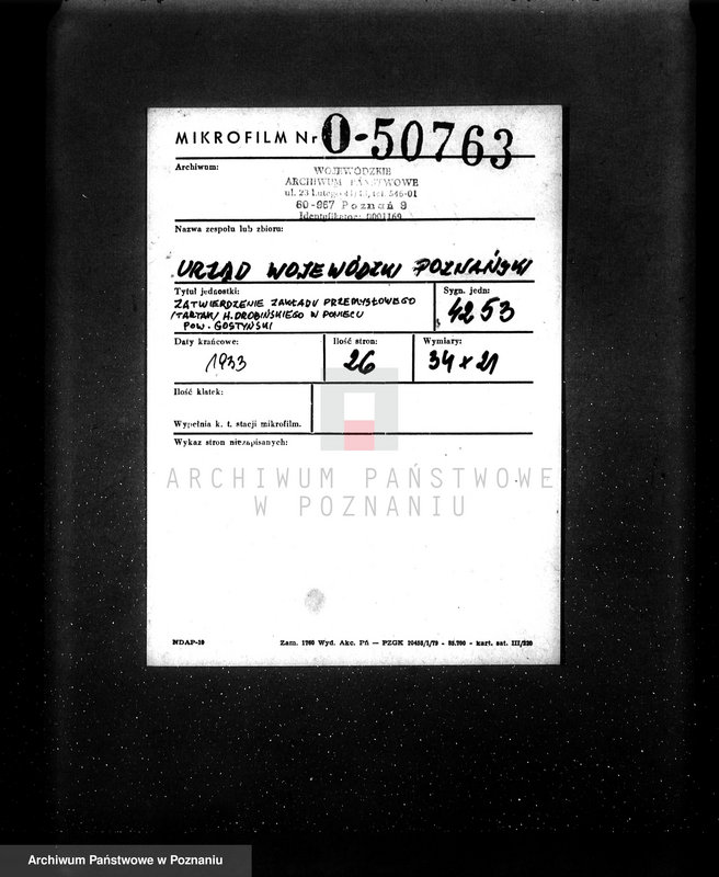 Obraz 2 z jednostki "Zatwierdzenie zakładu przemysłowego /tartak/ H. Drobińskiego w Poniecu pow. gostyński"