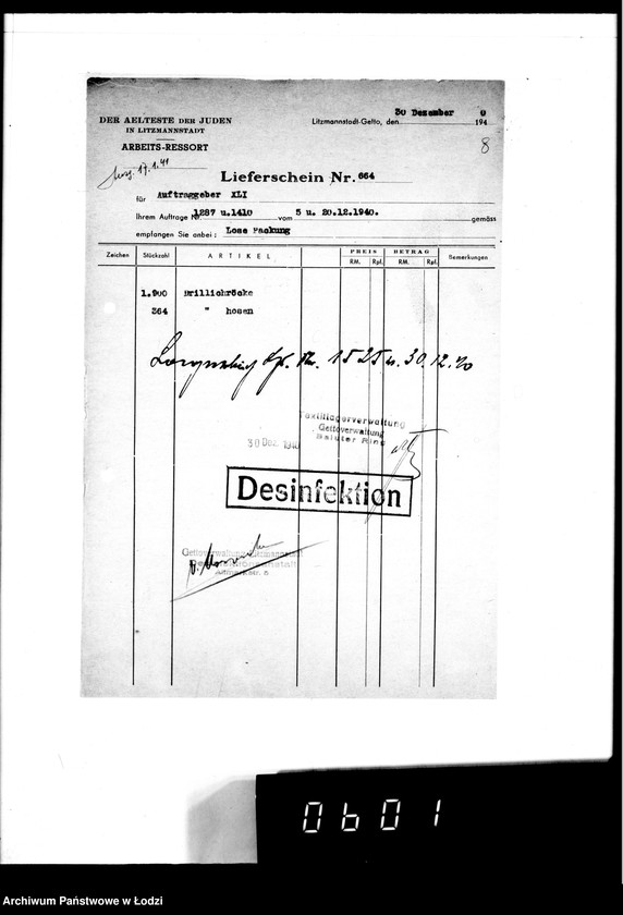 Obraz 13 z jednostki "[Dowody dostawy umundurowania dla intendentury wojskowej Berlin II]"