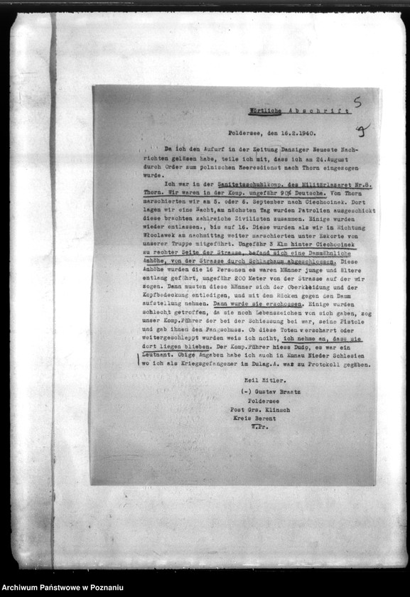 Obraz 9 z jednostki "Zur Mitteilung an des Oberkommander der Wehrmacht für event. Strafverfolgung polnischer Soltaten"