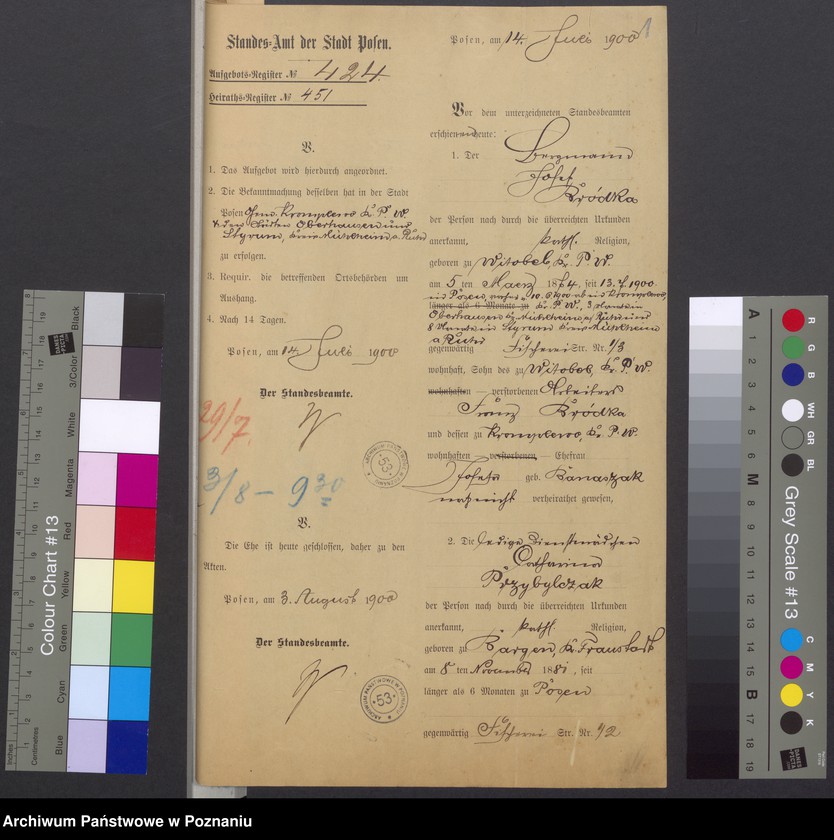 Obraz 3 z jednostki "Die von den Verlobten beigebrachten Urkunden zur Eheschliessung pro 1900"