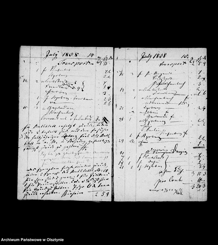 image.from.unit.number "Post- Conto- Buch der Postexpedition Bartenstein für Juditten"