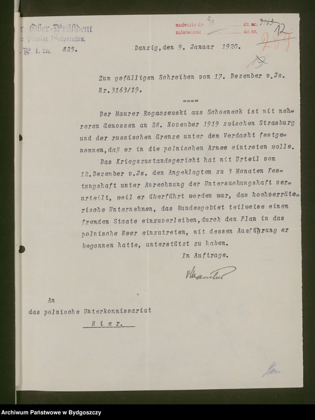 image.from.unit.number "[Korespondencja z nadprezydentem Prowincji Prus Zachodnich]"
