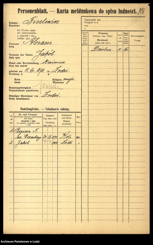 image.from.unit.number "[Spis ludności Łodzi] Fiszerman - Flaszek"