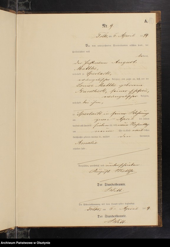 Obraz 12 z jednostki "Geburts-Neben-Register Nr 1 - 33"