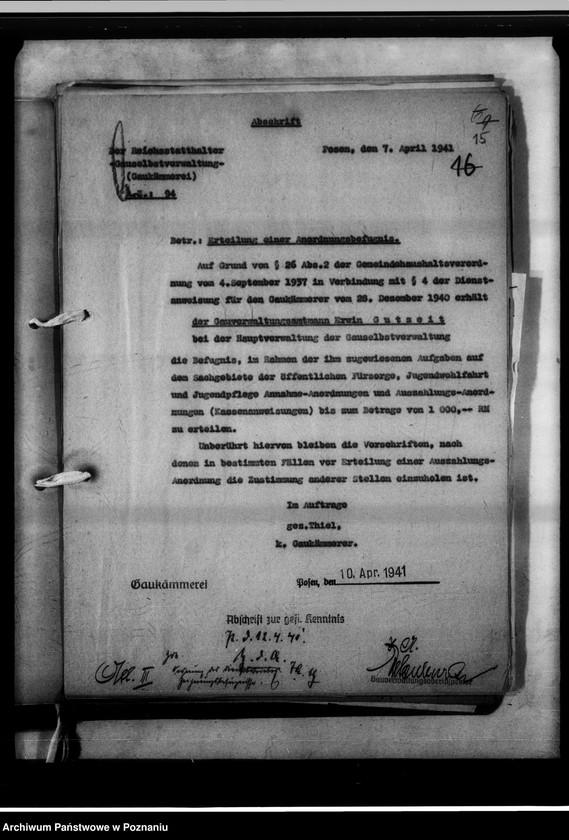 Obraz 18 z jednostki "Geschäftsverteilung Abteilung III."