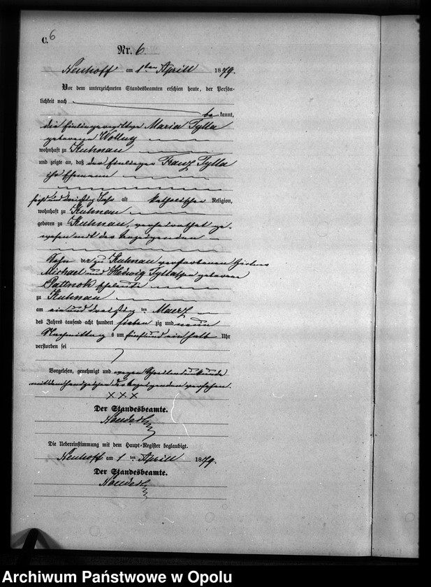 Obraz 9 z jednostki "Sterbe-Neben-Register Standesamts Kuhnau pro 1879"