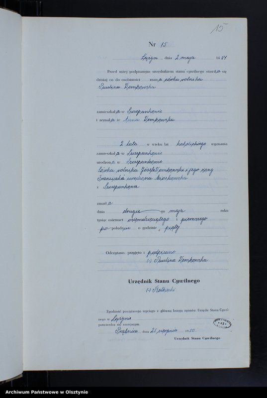 image.from.unit.number "Księga zgonów Nr 1 - 44,1 - 55,1 - 41,1 - 60,1 - 44,1 - 40 i 1 - 47 /brak 1885 - 1886,1888 i 1890/ /przepisana w języku polskim z oryginału niemieckiego w dniach 11.08.-9.09.1950/"
