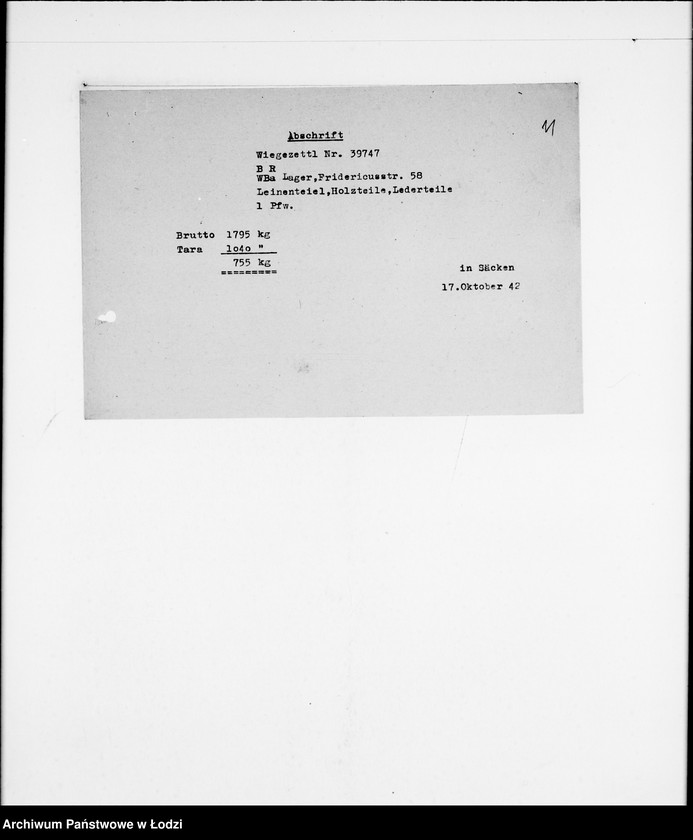 Obraz 14 z jednostki "Judenlieferscheine über ausgelieferte Trennarbeiten"