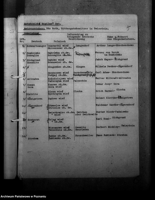 Obraz 9 z jednostki "Ortsnamenänderung Kreis Mogilno"