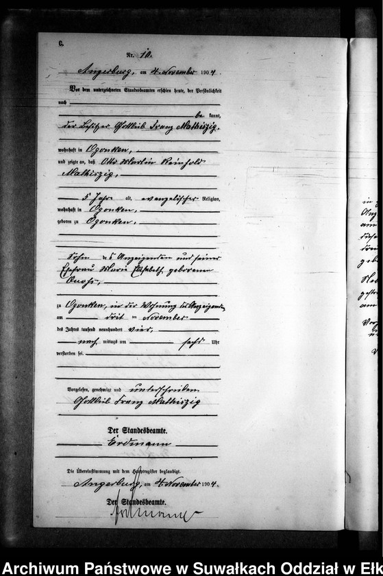 image.from.unit.number "Sterbe-Neben-Register des Preussischen Standes-Amtes Gross Strengeln Kreis Angerburg"