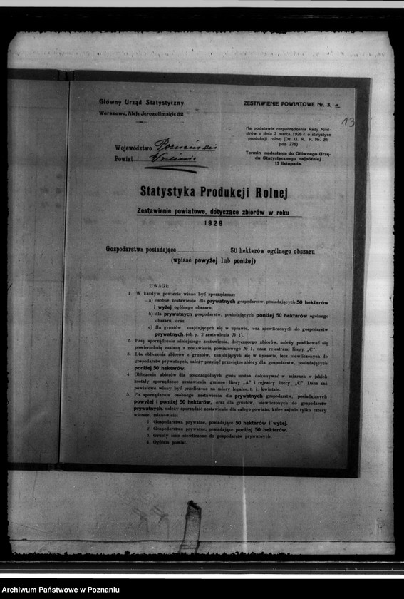 Obraz 17 z jednostki "/Statystyka produkcji rolnej - zestawienie powiatowe - Września/"