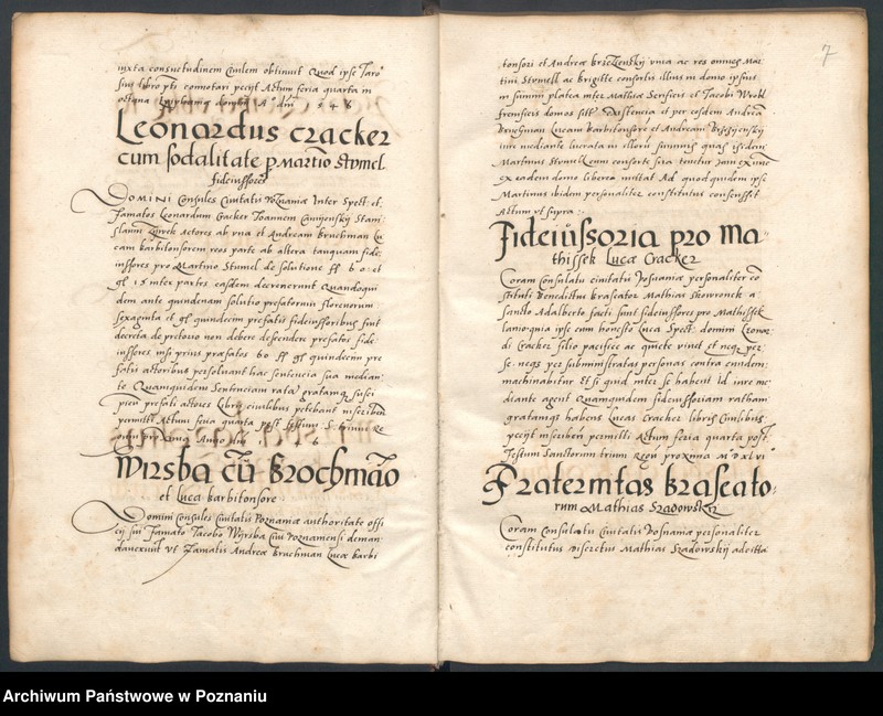 Obraz 8 z jednostki "Liber controversiarum coram consulatu Posnaniensi actarum ..."