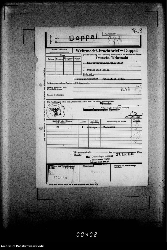 Obraz 13 z jednostki "Frachtbriefe doppel einige Ausgang 1838-2948"