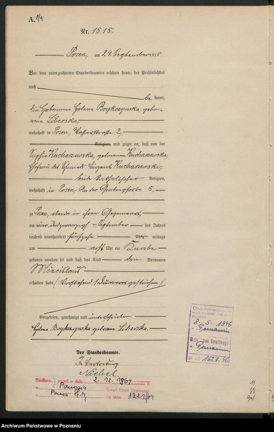 Obraz 16 z jednostki "Księga miejscowa urodzeń tom IV[Rejestr główny urodzeń]"