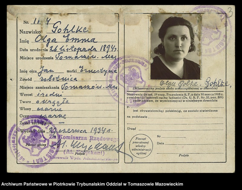 image.from.unit.number "Dowodów osobistych od nr 951 do 1100. Tom VII"