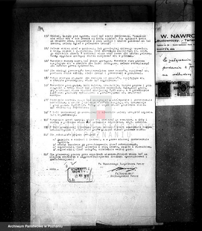 Obraz 20 z jednostki "Zatwierdzenie zakładu przemysłowego /odlewni żelaza/ Fr. Janaszewski w Gostyniu"