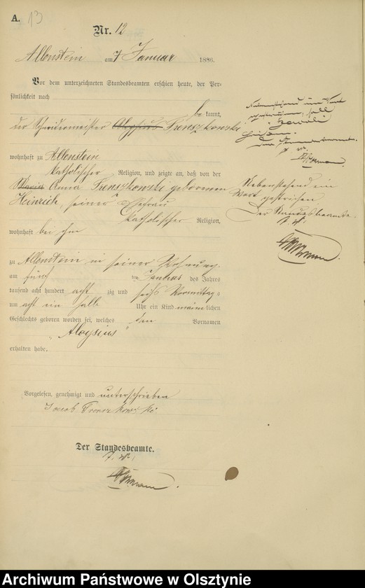 image.from.unit.number "Geburts-Haupt-Register Tom I,Nr 1 - 300"