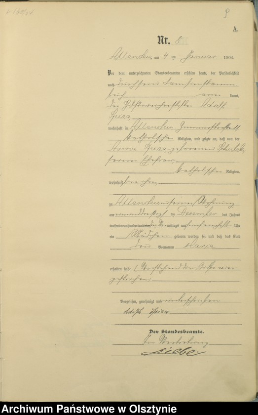 image.from.unit.number "Geburts-Haupt-Register Tom I, Nr 1 - 398"