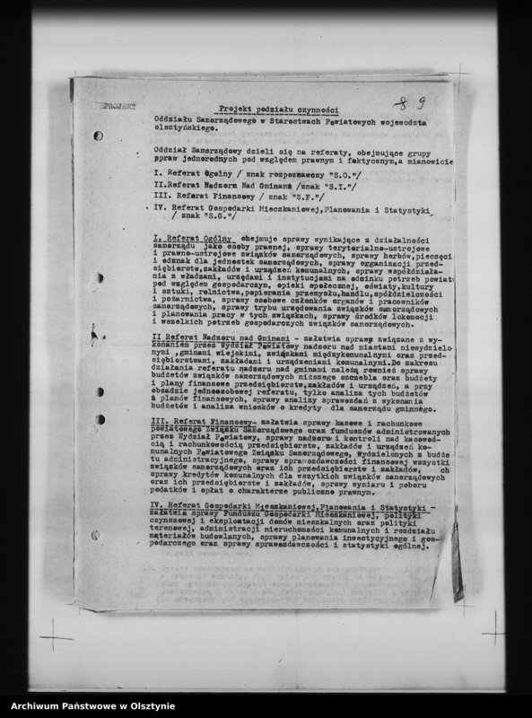 Obraz 12 z jednostki "Szczegółowy podział czynności i rzeczowy podział akt oddz. samorządowych i U. W."