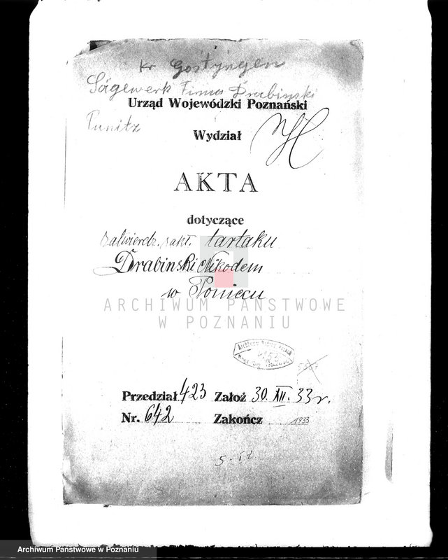 Obraz 4 z jednostki "Zatwierdzenie zakładu przemysłowego /tartak/ H. Drobińskiego w Poniecu pow. gostyński"