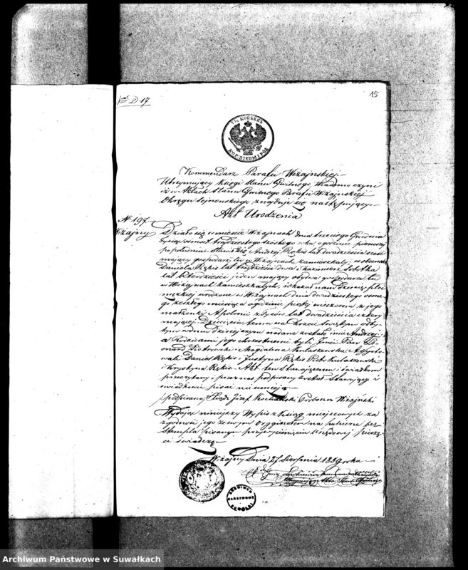 image.from.unit.number "Dowody do Aktów Małżeństw Parafii Ew. Augsburskiej Wiżajny za rok 1859"