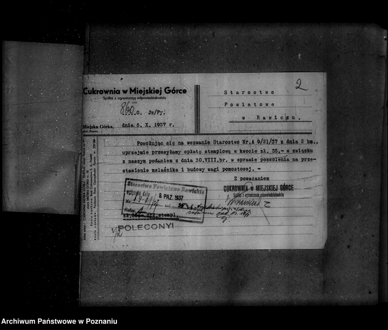 image.from.unit.number "Zatwierdzenie zakładu przemysłowego /przebudowa cukrowni/ w Miejskiej Górce powiat rawicki"
