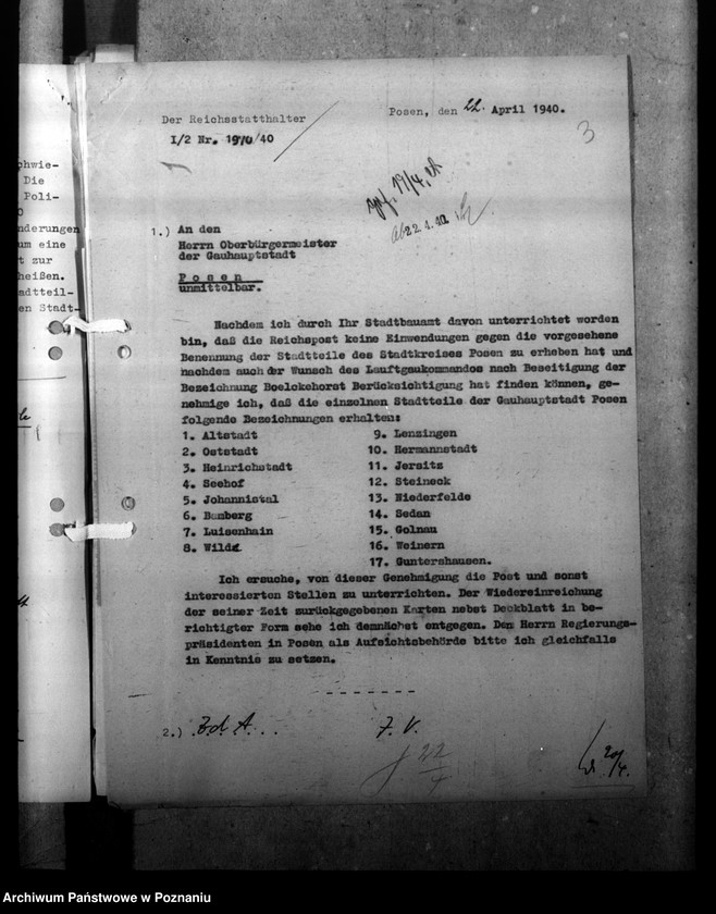 Obraz 7 z jednostki "Ortsnamenänderung - Posen- Stadt (miasto Poznań)"