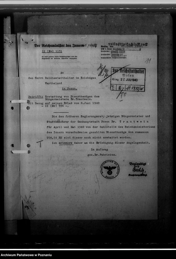 Obraz 15 z jednostki "Dr. Trautwein - Bügermeister und Kämmerer in Posen"