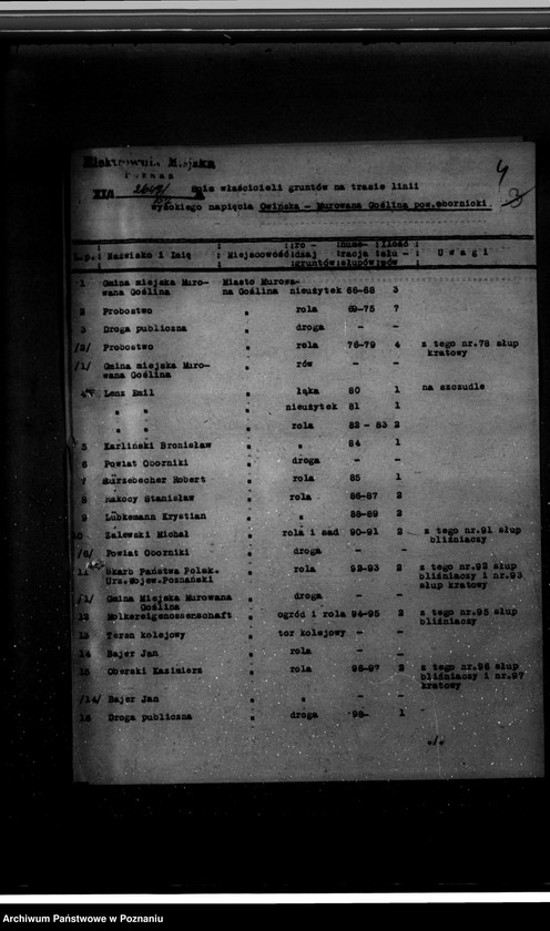 Obraz 8 z jednostki "Wniosek Elektrowni Miejskiej w Poznaniu o zatwierdzenie planu linii elektrycznej z Owińsk do Murowanej Gośliny"