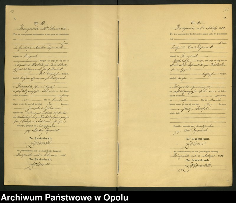 Obraz 9 z jednostki "Urząd Stanu Cywilnego Dziergowice Księga urodzeń rok 1900-02"