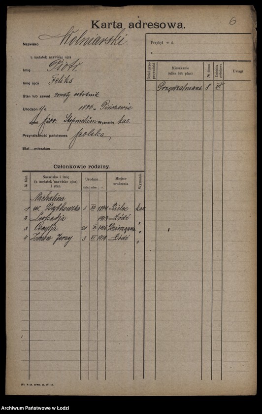 Obraz 8 z jednostki "[Spis ludności Łodzi] Wolniakiewicz - Wolst"