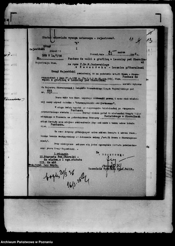 Obraz 15 z jednostki "/Stowarzyszenie,,Fundusz do Walki z Gruźlicą w Lecznicy pod Obornikami/"