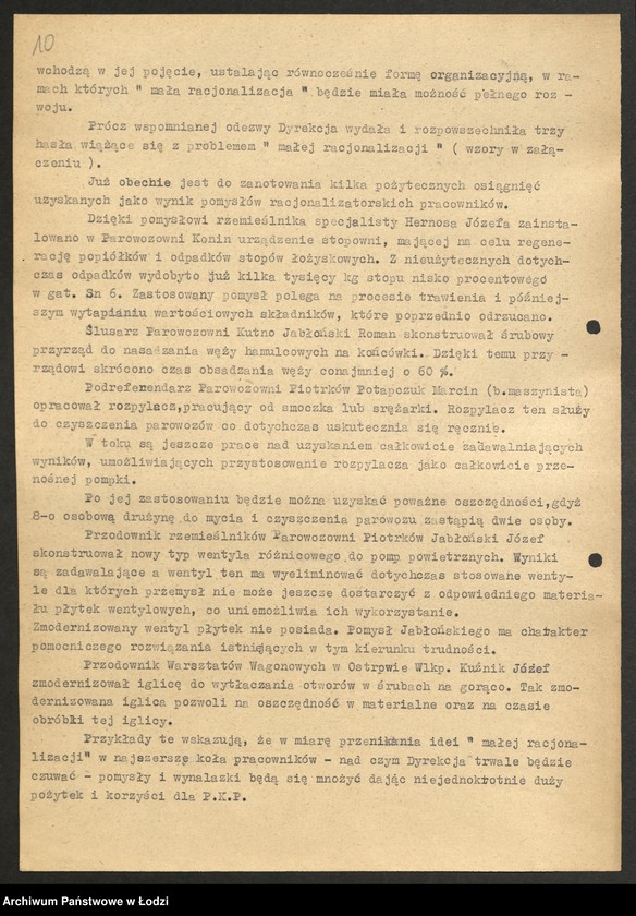 Obraz 11 z jednostki "Dyrekcja Okręgowa Kolei Państwowych - sprawozdania z rozwoju współzawodnictwa pracy"