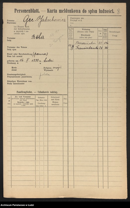 Obraz 10 z jednostki "[Spis ludności Łodzi] Gebora - Gelbart"
