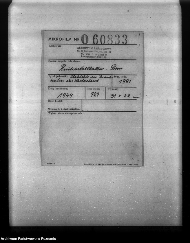 Obraz 2 z jednostki "Statistik der Krankheiten im Wartheland"