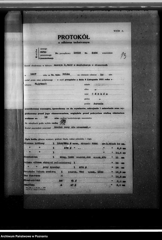 Obraz 18 z jednostki "Gospodarstwo rolne Józefa Palacza, maj. Żółków pow. jarociński nr woj. kotła 6026"