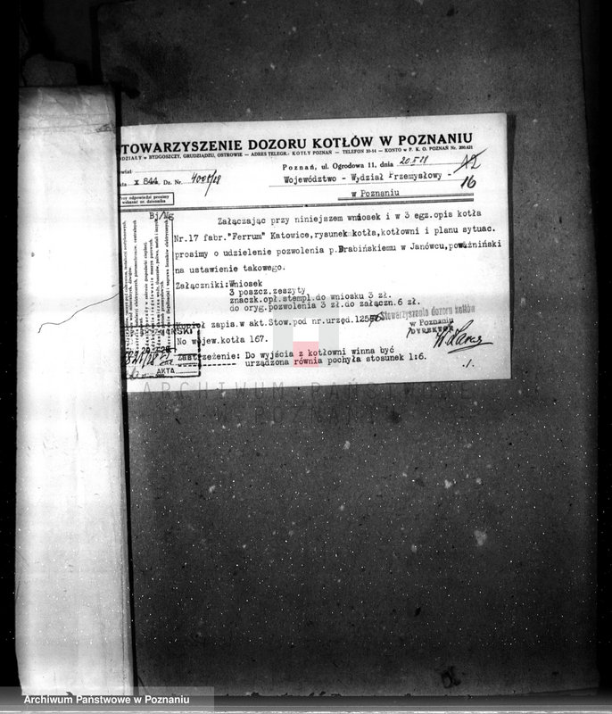 Obraz 20 z jednostki "Poznańska Termochemiczna Przetwórnia padliny Poznań-Główna nr woj. 167 pierwszy własność Bracia Drabińscy tartak w Janówcu pow. żniński"
