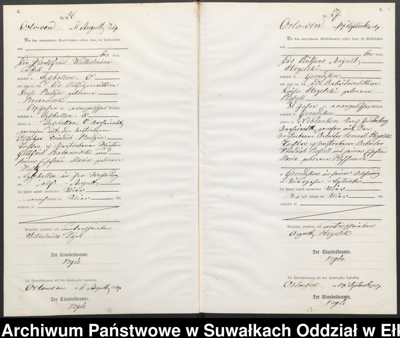 image.from.unit.number "Sterbe-Neben-Register des Preussischen Standes-Amtes Orlowen Kreis Lötzen"
