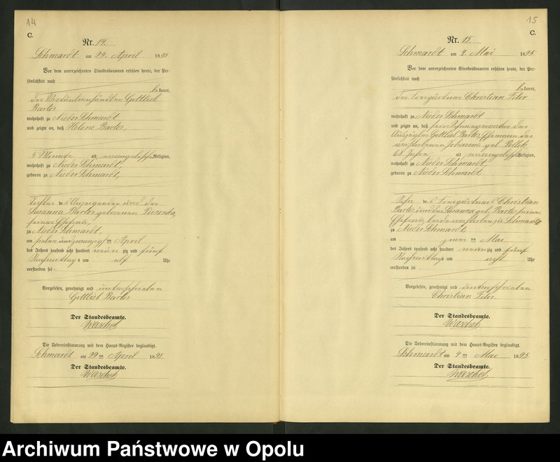 image.from.unit.number "Sterbe-Neben-Register Standesamts Schmardt pro 1895"