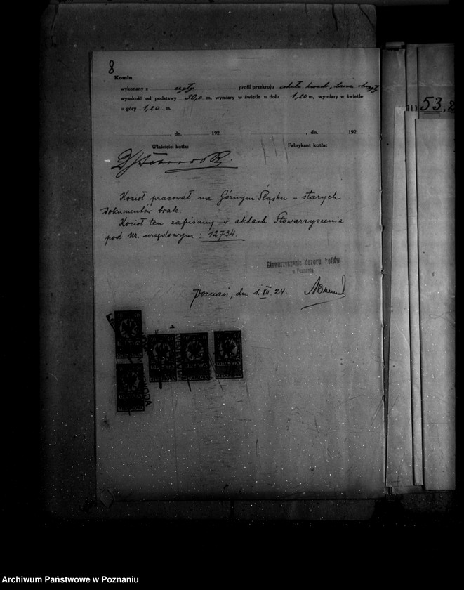 Obraz 12 z jednostki "Gorzelnia w majątku Szczuczyn własność Ordynacja w Kobylnikach powiat szamotulski nr woj. kotła 5249 pop. własność Fabryka makaronów musztard i konserw D. Stabrowskiego w Poznaniu"