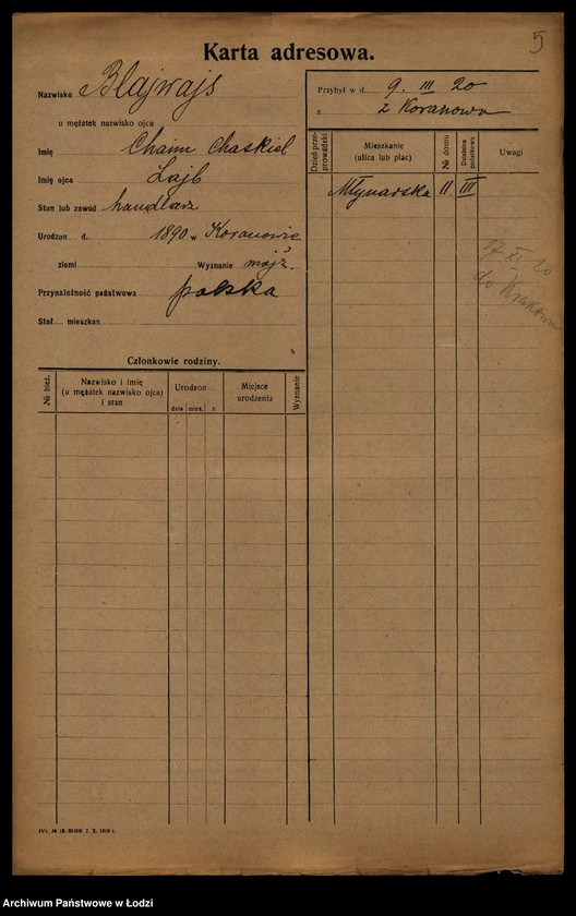 image.from.unit.number "[Spis ludności Łodzi] Blajweiss - Blesiński"