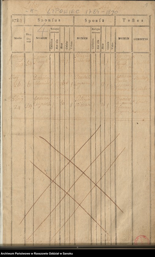 Obraz z jednostki "Księga małżeństw dla miejscowości Lipowiec"