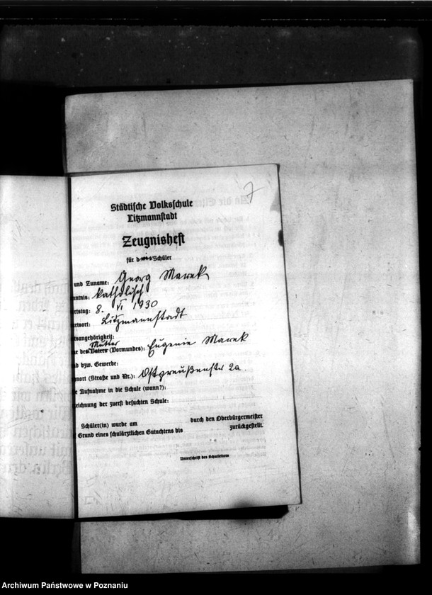 Obraz 11 z jednostki "[Akta personalne wychowanka Georga Marka, ur. 23 X 1930]."