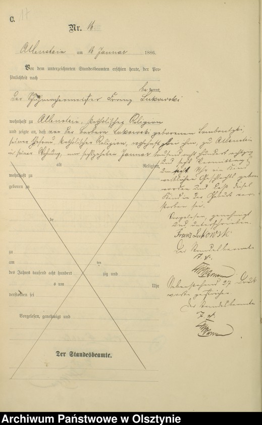 image.from.unit.number "Sterbe-Haupt-Register Tom I, Nr 1 - 254"